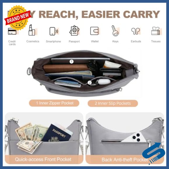 Anti-Theft Crossbody Hobo Bag with RFID Blocking and Built-In Wallet - Picture 4 of 7